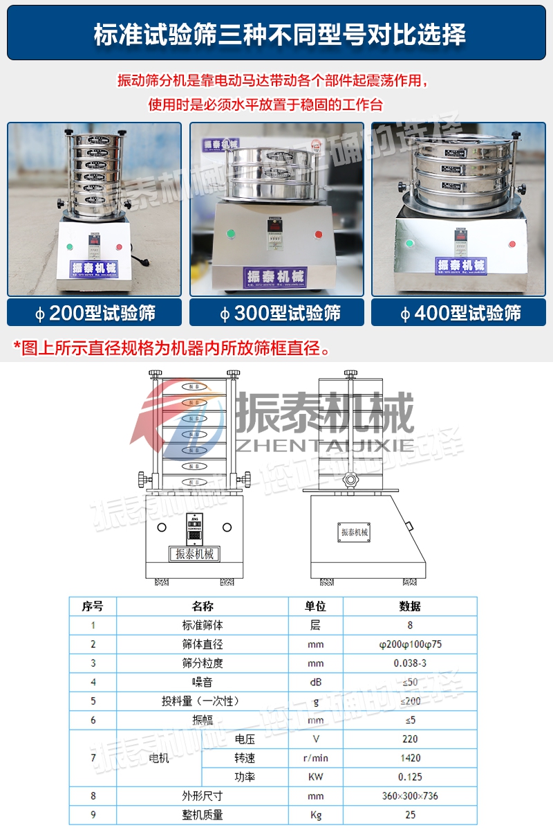 试验筛的三种型号 试验筛的三种型号